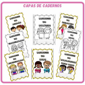 Capinhas de caderno: colorida e preto e branco