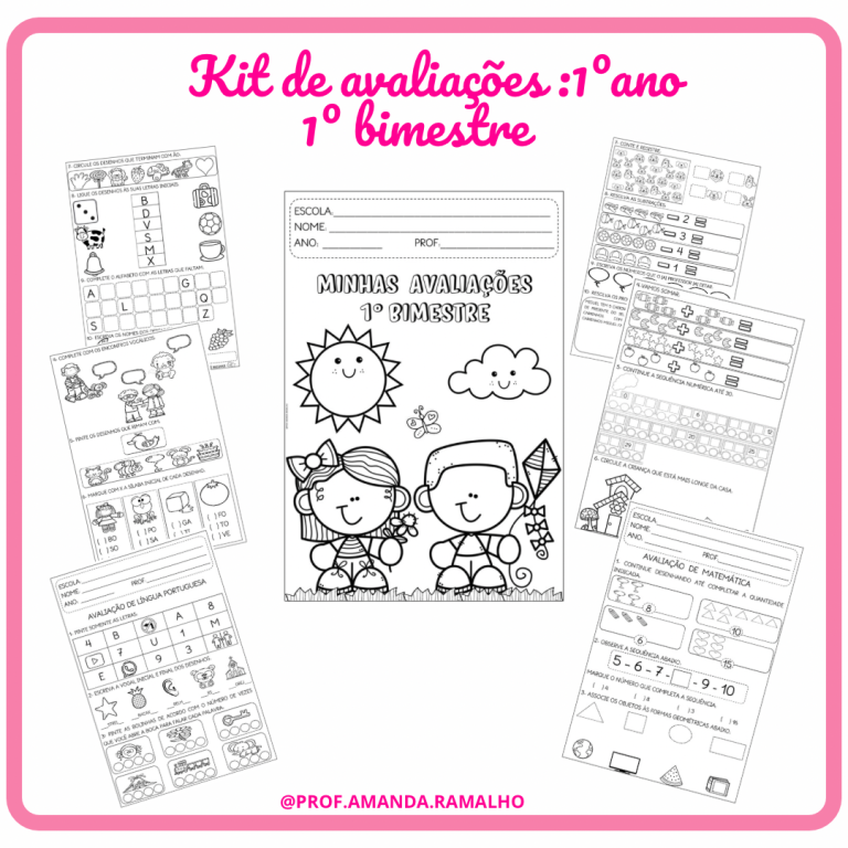 Kit: Avaliações 1° ano: 1° bimestre 2025 – Prof Amanda ramalho