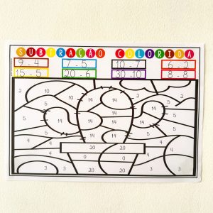 Cartaz + atividade: subtração colorida
