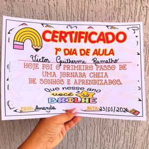 Certificado: Primeiro dia de aula