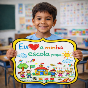 Placa: Eu amo a minha escola porque…