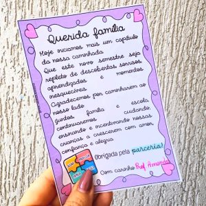 Bilhete para família: Volta às aulas