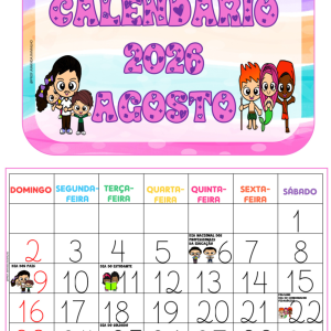 Calendário de parede: Agosto